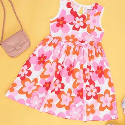 Pantaloons Junior Round Neck Sleeveless Floral Print Fit & Flare Dress-picture-41