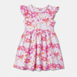 R&B Girls Floral Printed Cap Sleeves Cotton Fit & Flare Dress-picture-49