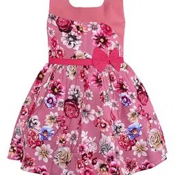 Wish Karo Infants Floral Printed Square Neck Cotton Fit & Flare Dress-image-84