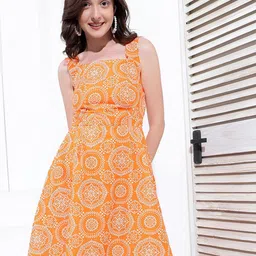 KASSUALLY Print Square Neck A-Line Dress-picture-58