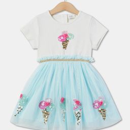 R&B Infants Embellished Round Neck Cotton Fit & Flare Dress-picture-20