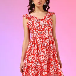 Stylecast X Kotty Women V-neck Floral Print Fit & Flare Dress-image-31