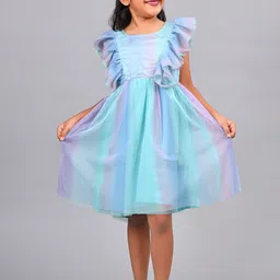 ZION Striped Flutter Sleeve Ruffled Fit & Flare Dress-picture-10