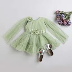 The Magic Wand Girls Round Neck Corsage Detail Fit & Flare Dress-image-37