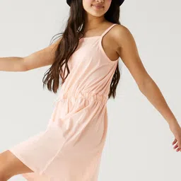 Marks & Spencer Shoulder Strap Tie Ups Pure Cotton Fit & Flare Dress-image-24
