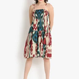 putsum Print Shoulder Straps Fit & Flare Dress-image-28