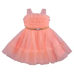 Wish Karo Girls Self Designed Net Fit & Flare Dress-picture-3
