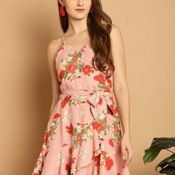 La Zoire Floral Print Ruffled Georgette Fit & Flare Dress-image-61