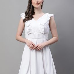 La Zoire Ruffled Flutter Sleeve Georgette Fit & Flare Dress-image-0