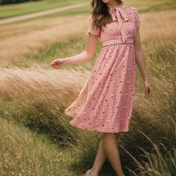 RARE Floral Print Tie-Up Neck Georgette Fit & Flare Dress-image-89