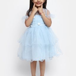V-Mart Girls Bell Sleeves Layered Cotton Fit & Flare Dress-image-60