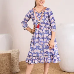 pspeaches Ethnic Motifs Printed Cotton Fit & Flare Dress-48