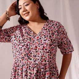 CURVY STREET Plus Size Animal Print V-Neck Long Sleeves Fit & Flare Dress-picture-1