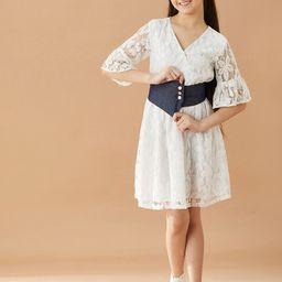 pspeaches Girls V-Neck Fit & Flare Dress-picture-49