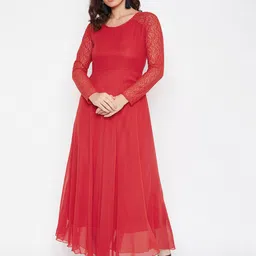 HELLO DESIGN Red Georgette Maxi Dress-picture-30