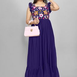 AKSHARAM Floral Print Georgette Maxi Dress-image-38
