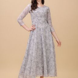 Vidraa Western Store Floral Print Georgette Maxi Dress-image-86