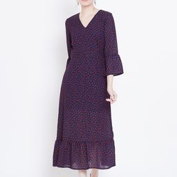DODO & MOA Floral Printed Georgette A-Line Midi Dress-image-51