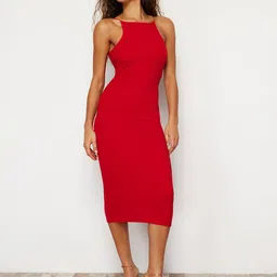Trendyol  Women Shoulder Straps Bodycon Midi Dress-image-16