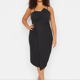 Trendyol Plus Size Shoulder Straps Sheath Midi Dress-2
