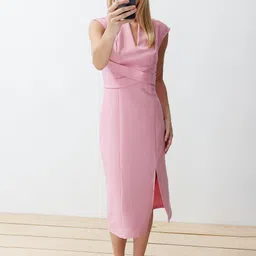 Trendyol Women Sleeveless Sheath Midi Dress-image-54