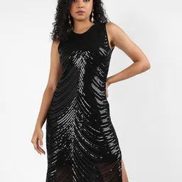 Campus Sutra Embellished Sequined Detail Sheath Dress-image-50