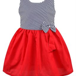 Wish Karo Red Striped Frock Dress-image-88