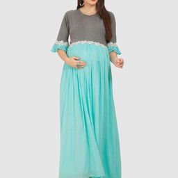 Mom For Sure by Ketki Dalal Gathered Maternity Maxi Dress-image-34