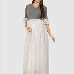 Mom For Sure by Ketki Dalal Gathered Maternity Maxi Dress-image-47