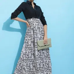 SQew Floral Printed A-Line Midi Dress-image-34