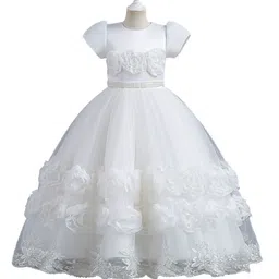 StyleCast White Round Neck Applique Maxi Party Dress-image-42