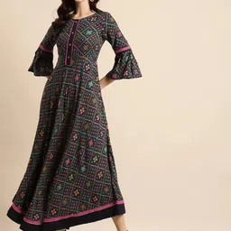 Anouk Floral Print Bell Sleeve Liva Maxi Dress-image-81