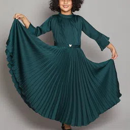 The Magic Wand Girls Bell Sleeves Fit & Flare Maxi Party Dress-picture-57