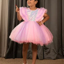 Ministitch Girls Embellished Net A-Line Dress-picture-3