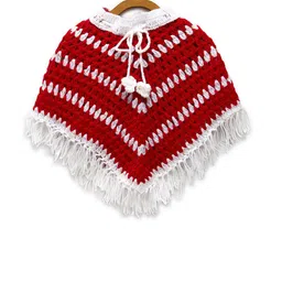 CHUTPUT Red Pure Wool Hand Knitted Crochet Poncho Dress-picture-20