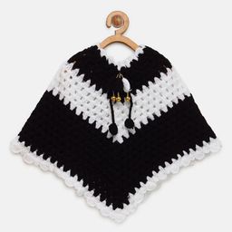 CHUTPUT Infant Girls Black Hand knitted Crochet Striped Pure Wool Sweater Dress-10