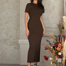 StyleCast Brown Bodycon Midi Dress-image-81