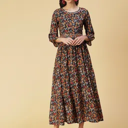 FASHOR Ethnic Motifs Maxi Silk Ethnic Dress-picture-39