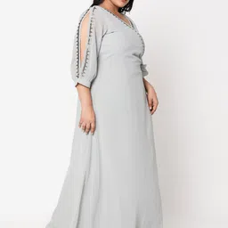 Curves by MISH Plus Size Grey Embellished Maxi Wrap Dress-image-27