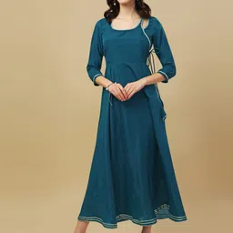 White World Navy Blue Maxi Dress-picture-31