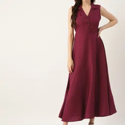 Deewa Shirt Collar Georgette A-Line Maxi Dress-picture-44