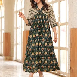 INDIANIC Floral Print Maxi Midi Dress-picture-17