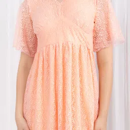 Stylecast X Hersheinbox Flared Sleeve Lace A-Line Midi Dress image 2