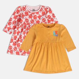 MINI KLUB Girls Pack Of 2 Fit & Flare Cotton Dress-image-83