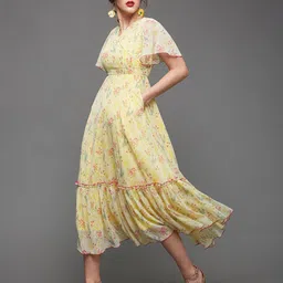 Miss Chase Floral Printed Flared Sleeves Chiffon A-Line Midi Dress-picture-39