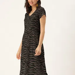 DressBerry Black Animal Shirt Midi Dress-picture-30