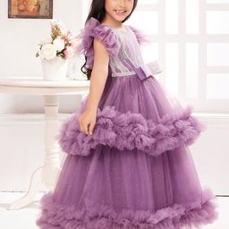 Tiny Kingdom Flutter Sleeve Net Fit & Flare Maxi Dress image 3