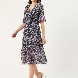 DressBerry Floral Wrap Midi Dress-image-50