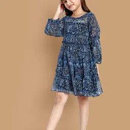 Lazy Shark Ethnic Motifs Printed Fit & Flare Dress image 5