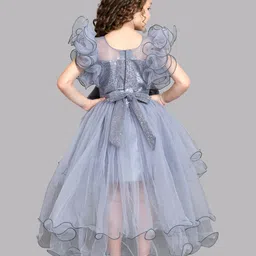 Pink Chick Flutter Sleeves Net Fit & Flare Maxi Dress image 2